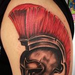 Фото рисунка тату шлем спартанца 09.10.2018 №087 - spartan helmet tattoo - tatufoto.com