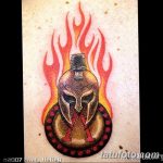 Фото рисунка тату шлем спартанца 09.10.2018 №089 - spartan helmet tattoo - tatufoto.com