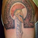 Фото рисунка тату шлем спартанца 09.10.2018 №110 - spartan helmet tattoo - tatufoto.com
