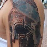 Фото рисунка тату шлем спартанца 09.10.2018 №202 - spartan helmet tattoo - tatufoto.com