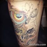 Фото тату сова с черепом 15.10.2018 №045 - owl tattoo with skull - tatufoto.com