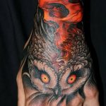 Фото тату сова с черепом 15.10.2018 №046 - owl tattoo with skull - tatufoto.com