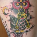 Фото тату сова с черепом 15.10.2018 №057 - owl tattoo with skull - tatufoto.com
