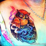 Фото тату сова с черепом 15.10.2018 №061 - owl tattoo with skull - tatufoto.com