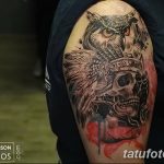 Фото тату сова с черепом 15.10.2018 №074 - owl tattoo with skull - tatufoto.com