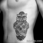 Фото тату сова с черепом 15.10.2018 №100 - owl tattoo with skull - tatufoto.com