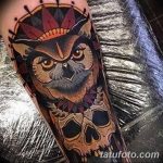 Фото тату сова с черепом 15.10.2018 №105 - owl tattoo with skull - tatufoto.com