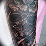 Фото тату сова с черепом 15.10.2018 №109 - owl tattoo with skull - tatufoto.com