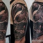 Фото тату сова с черепом 15.10.2018 №115 - owl tattoo with skull - tatufoto.com