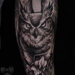 Фото тату сова с черепом 15.10.2018 №117 - owl tattoo with skull - tatufoto.com