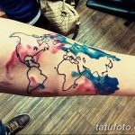 Фото тутуировка карта мира 29.10.2018 №011 - tattoo world map photo - tatufoto.com