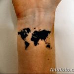 Фото тутуировка карта мира 29.10.2018 №015 - tattoo world map photo - tatufoto.com