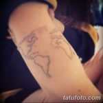 Фото тутуировка карта мира 29.10.2018 №048 - tattoo world map photo - tatufoto.com