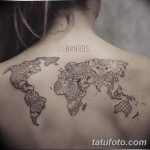 Фото тутуировка карта мира 29.10.2018 №058 - tattoo world map photo - tatufoto.com