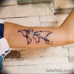 Фото тутуировка карта мира 29.10.2018 №095 - tattoo world map photo - tatufoto.com