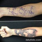 Фото тутуировка карта мира 29.10.2018 №113 - tattoo world map photo - tatufoto.com