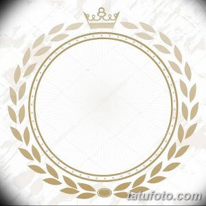 Эскиз татуировки с изображением лаврового венка и короны. Символ победы, славы и величия. Идеально для нанесения на плечо или грудь.