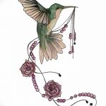 Фото эскиз тату колибри 15.10.2018 №048 - sketch of hummingbird tattoo - tatufoto.com