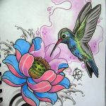 Фото эскиз тату колибри 15.10.2018 №050 - sketch of hummingbird tattoo - tatufoto.com