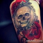 Фото рисунка тату череп в зеркале 25.11.2018 №008 - tattoo skull in mirror - tatufoto.com