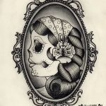 Фото рисунка тату череп в зеркале 25.11.2018 №013 - tattoo skull in mirror - tatufoto.com