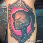 Фото рисунка тату череп в зеркале 25.11.2018 №020 - tattoo skull in mirror - tatufoto.com