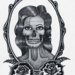 Фото рисунка тату череп в зеркале 25.11.2018 №021 - tattoo skull in mirror - tatufoto.com