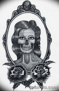 Фото рисунка тату череп в зеркале 25.11.2018 №021 - tattoo skull in mirror - tatufoto.com
