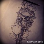 Фото рисунка тату череп в зеркале 25.11.2018 №029 - tattoo skull in mirror - tatufoto.com