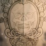 Фото рисунка тату череп в зеркале 25.11.2018 №035 - tattoo skull in mirror - tatufoto.com