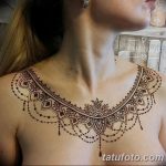 фото рисунка Мехенди на женской груди 30.11.2018 №001 - Mehendi breast - tatufoto.com