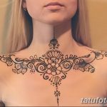 фото рисунка Мехенди на женской груди 30.11.2018 №023 - Mehendi breast - tatufoto.com