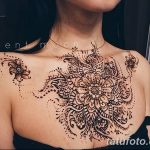 фото рисунка Мехенди на женской груди 30.11.2018 №057 - Mehendi breast - tatufoto.com