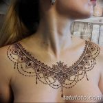 фото рисунка Мехенди на женской груди 30.11.2018 №058 - Mehendi breast - tatufoto.com