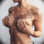 фото рисунка Мехенди на женской груди 30.11.2018 №101 - Mehendi breast - tatufoto.com