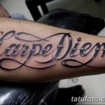 фото рисунка тату надписи Carpe diem 16.11.2018 №022 - tattoo carpe diem - tatufoto.com