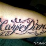 фото рисунка тату надписи Carpe diem 16.11.2018 №250 - tattoo carpe diem - tatufoto.com