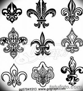Фото тату: подборка эскизов Fleur-de-lis в черном цвете, выполненных в различных стилях и с разными деталями. Отличный выбор для вдохновения.