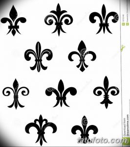 Фото тату: коллекция эскизов Fleur-de-lis в черном цвете, различных форм и размеров. Отличная идея для вдохновения при выборе дизайна татуировки.