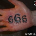 фото тату Число дьявола 666 16.12.2018 №022 - tattoo number devil 666 - tatufoto.com