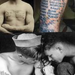 Фото тату: старинные и современные фотографии морских татуировок. Изображения якорей, кораблей, ласточек и других символов, связанных с морем.