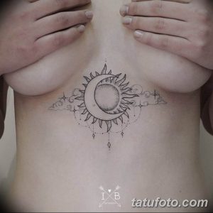 фото тату под женской грудью 26.01.2019 №015 - tattoo under the breasts - tatufoto.com