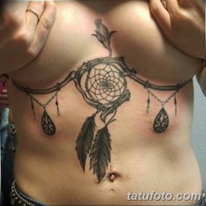 фото тату под женской грудью 26.01.2019 №020 - tattoo under the breasts - tatufoto.com