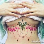 фото тату под женской грудью 26.01.2019 №037 - tattoo under the breasts - tatufoto.com