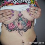 фото тату под женской грудью 26.01.2019 №041 - tattoo under the breasts - tatufoto.com