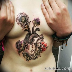 фото тату под женской грудью 26.01.2019 №061 - tattoo under the breasts - tatufoto.com