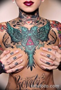 фото тату под женской грудью 26.01.2019 №088 - tattoo under the breasts - tatufoto.com