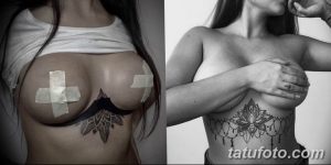 фото тату под женской грудью 26.01.2019 №144 - tattoo under the breasts - tatufoto.com