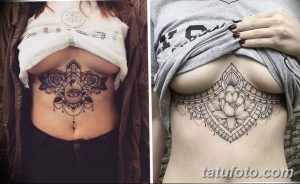 фото тату под женской грудью 26.01.2019 №148 - tattoo under the breasts - tatufoto.com