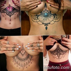 фото тату под женской грудью 26.01.2019 №165 - tattoo under the breasts - tatufoto.com